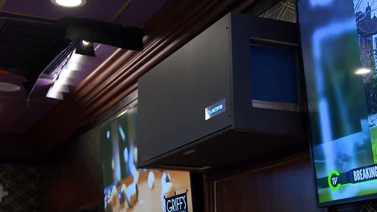 Bluezone in Bar Rescue restaurant; installed in wall mount