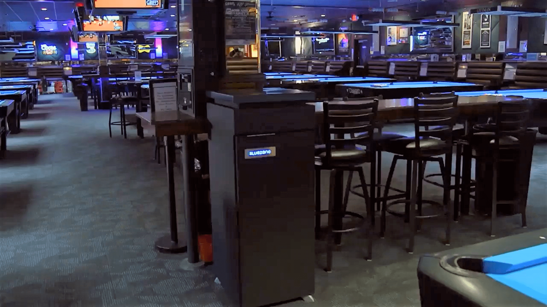 Bluezone in Bar Rescue restaurant; installed in custom cabinetry